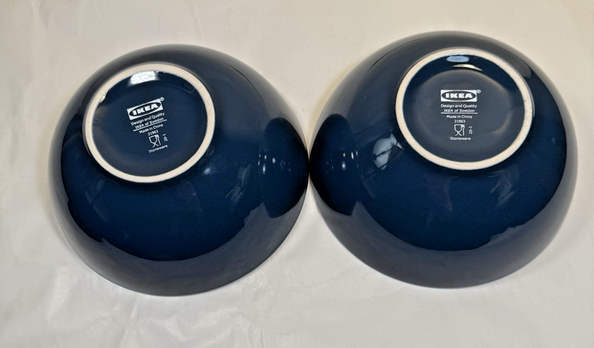 Set of 2 (Two) IKEA Of Sweden FARGRIK Royal Blue Coupe Cereal Bowls 21963 - Image 1