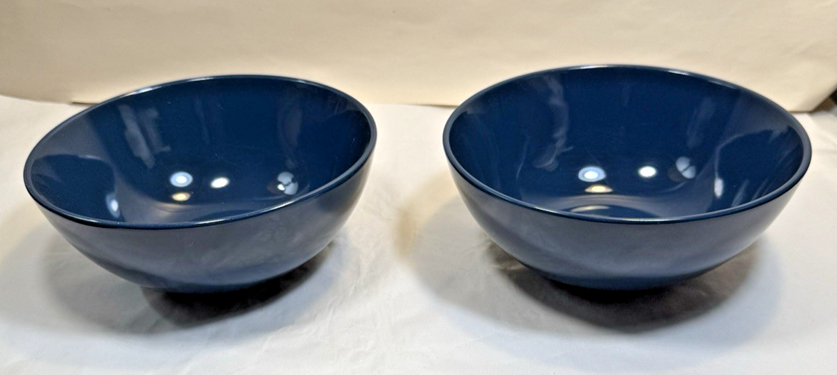 Set of 2 (Two) IKEA Of Sweden FARGRIK Royal Blue Coupe Cereal Bowls 21963