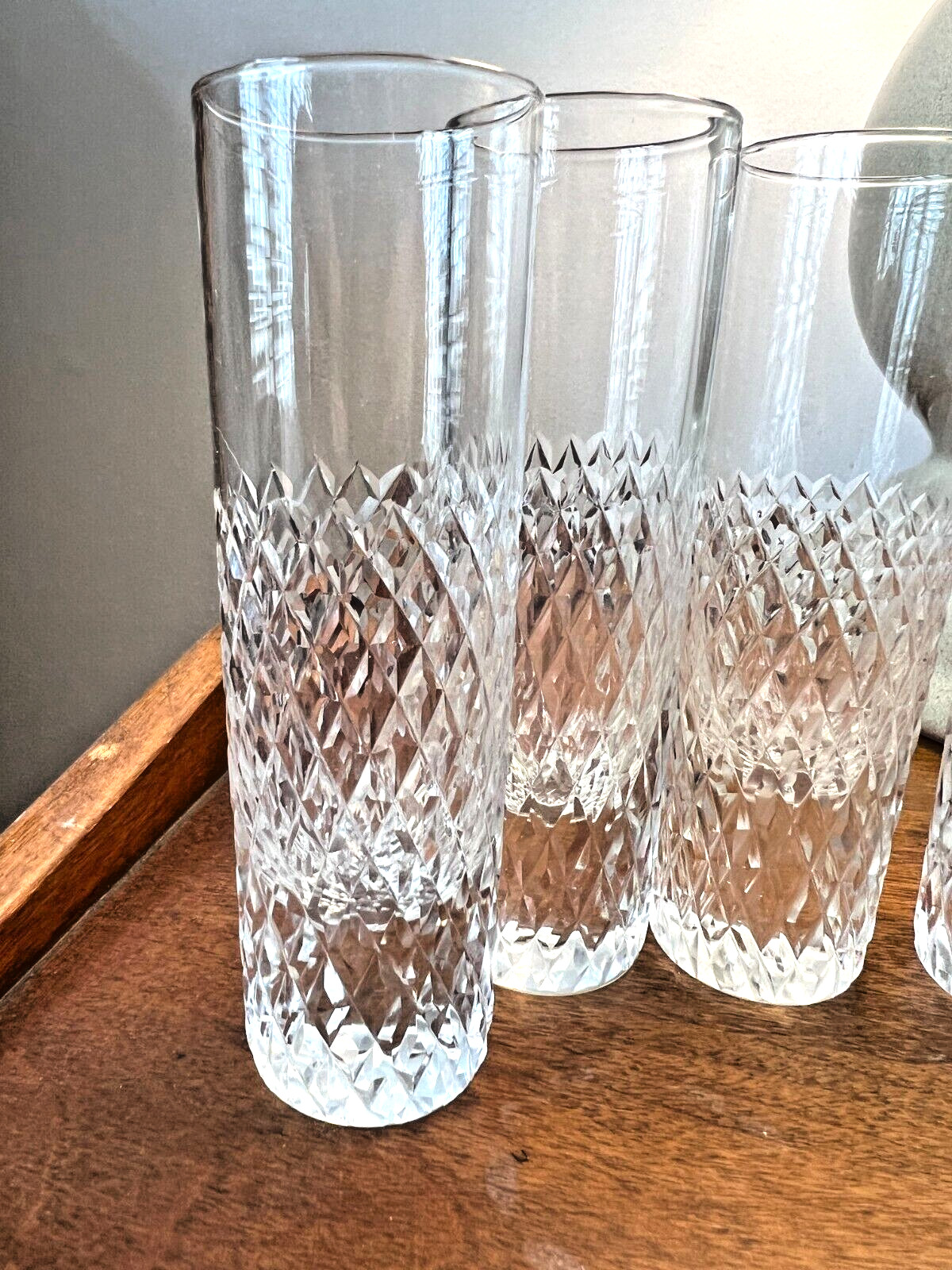 Set of 6 Diamond Cut Shot Glasses - 5 inches tall - Image 2