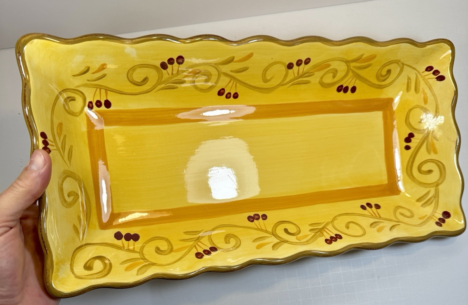 Home Trends Italian Villa 17" Rectangular Tray - Immaculate, Tag on Reverse - Image 2