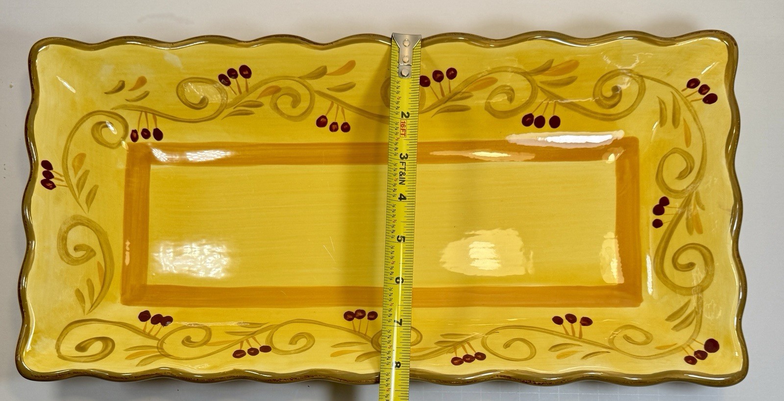 Home Trends Italian Villa 17" Rectangular Tray - Immaculate, Tag on Reverse - Image 3