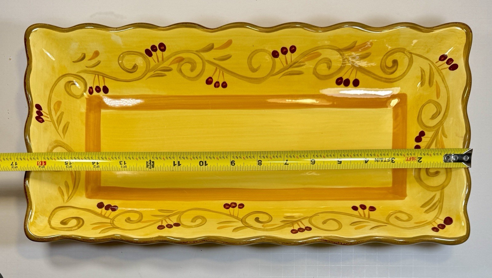 Home Trends Italian Villa 17" Rectangular Tray - Immaculate, Tag on Reverse - Image 4