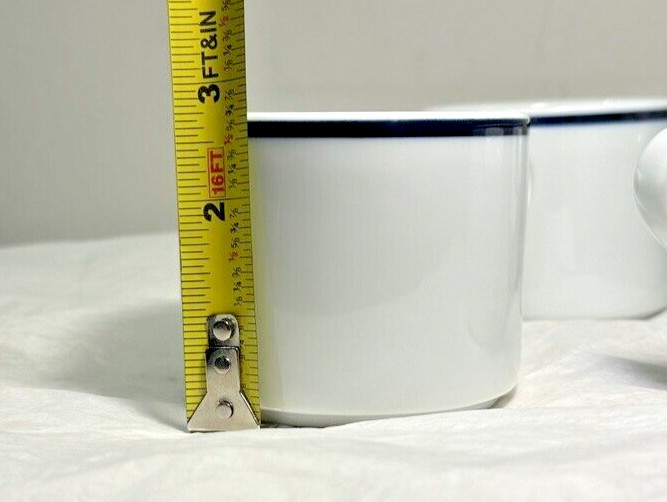 Five (5) Dansk Bistro Coffee / Tea Cups- Christianshavn Blue Stripe - Portugal - Image 2