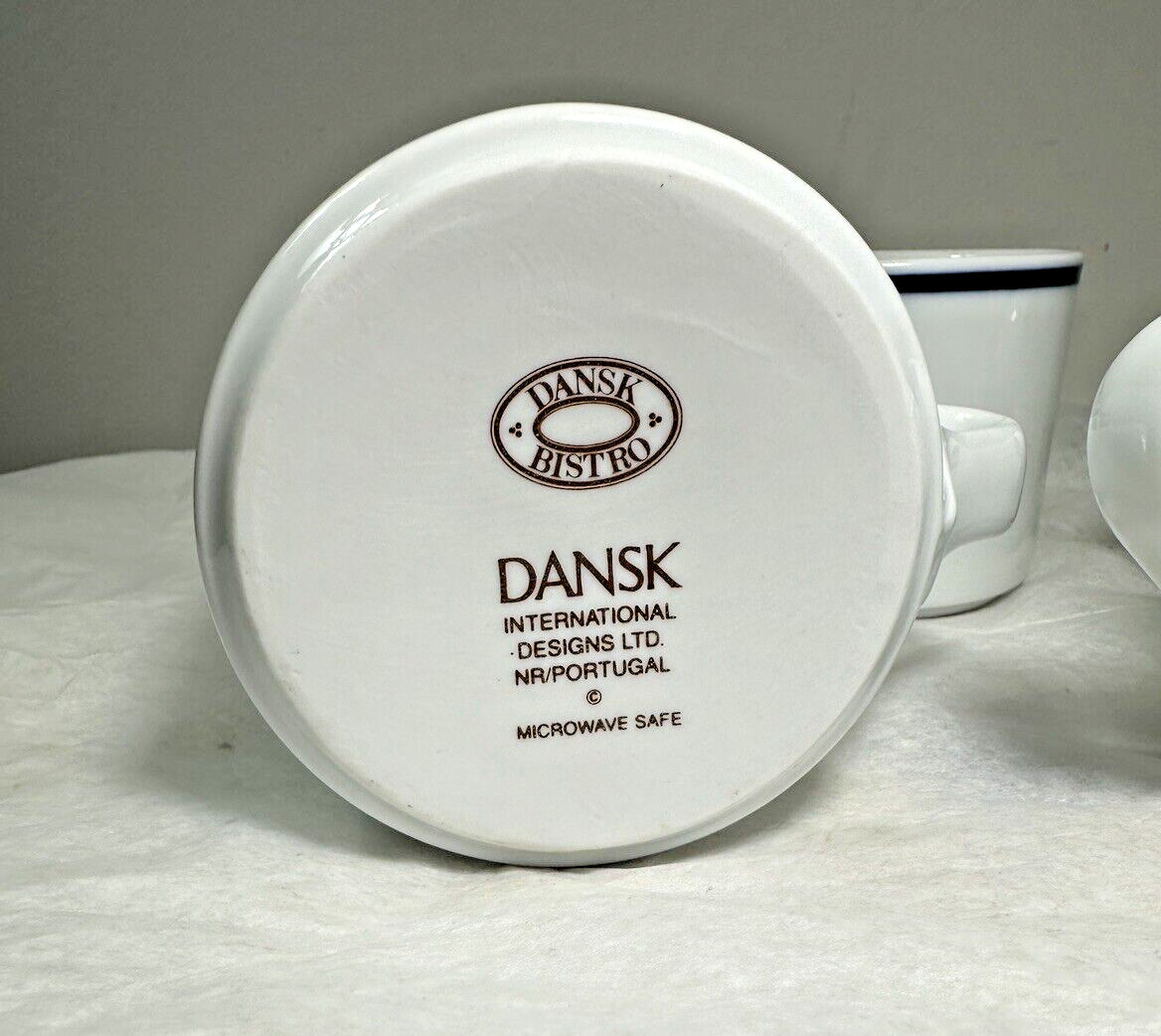 Five (5) Dansk Bistro Coffee / Tea Cups- Christianshavn Blue Stripe - Portugal - Image 5