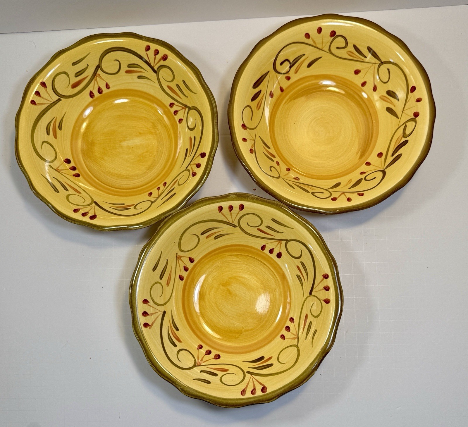 Set of 3 Home Trends Italian Villa Salad / Soup Bowls - 8-1/8"