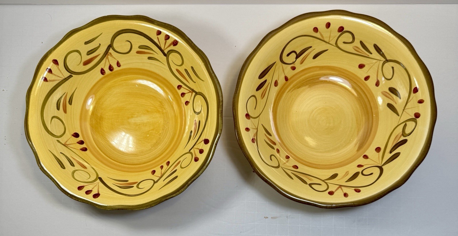 Set of 2 Home Trends Italian Villa Salad / Soup Bowls - 8-1/8"