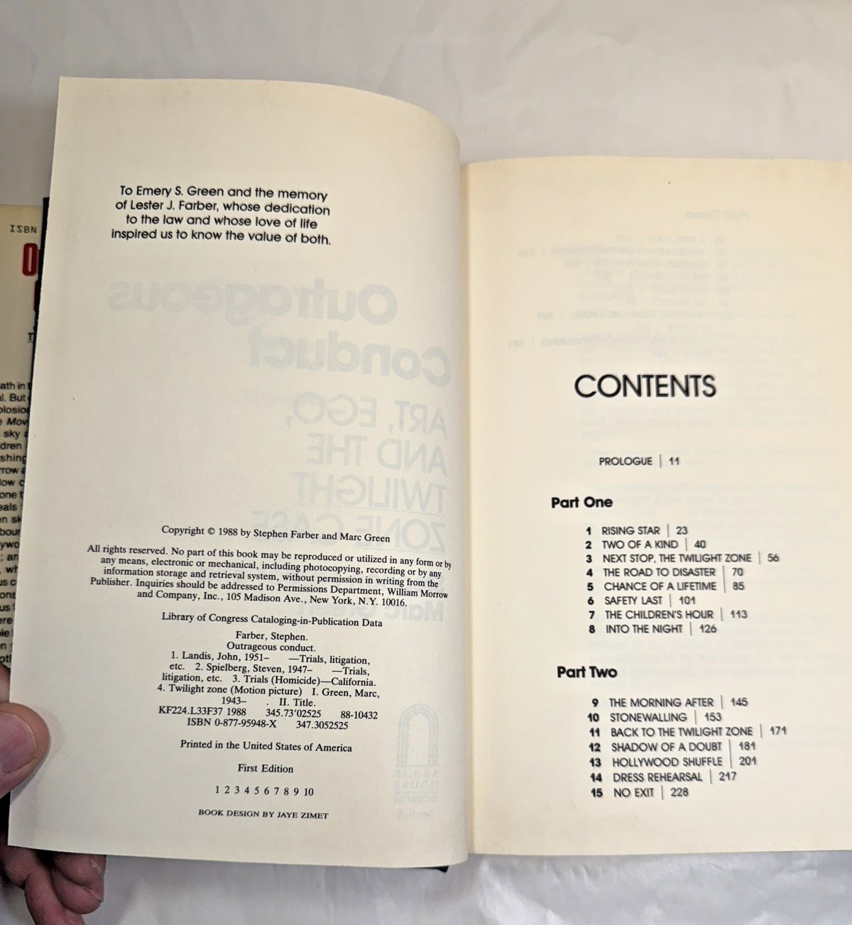 Outrageous Conduct: Art Ego Twilight Zone Case S. Farber & M. Green 1988 1ST Ed. - Image 3