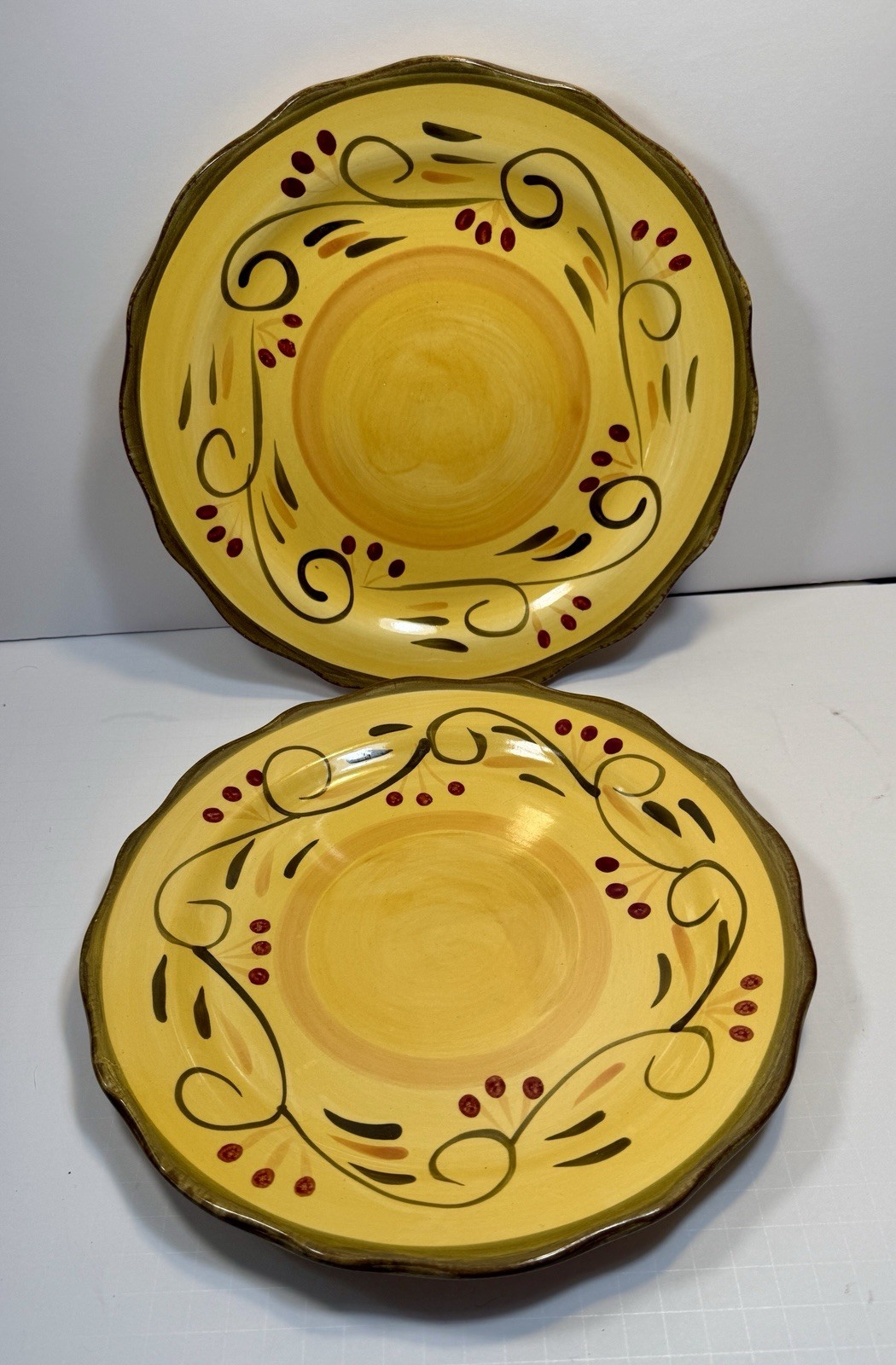 Set of 2 Home Trends Italian Villa Dinner Plates - 11" - Two Paint Chips