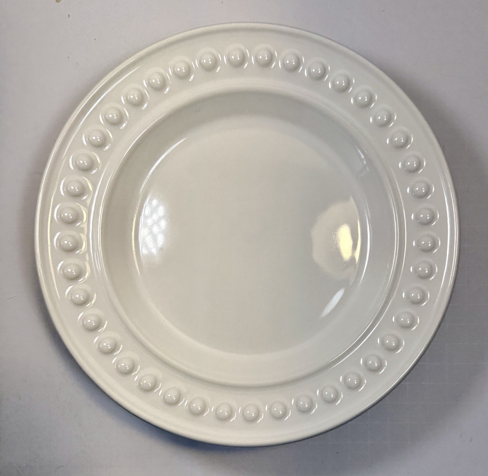Set of 4 Fapor Delmar White Salad 8-3/4” Plates Raised Embossed Dots - UNUSED - Image 3