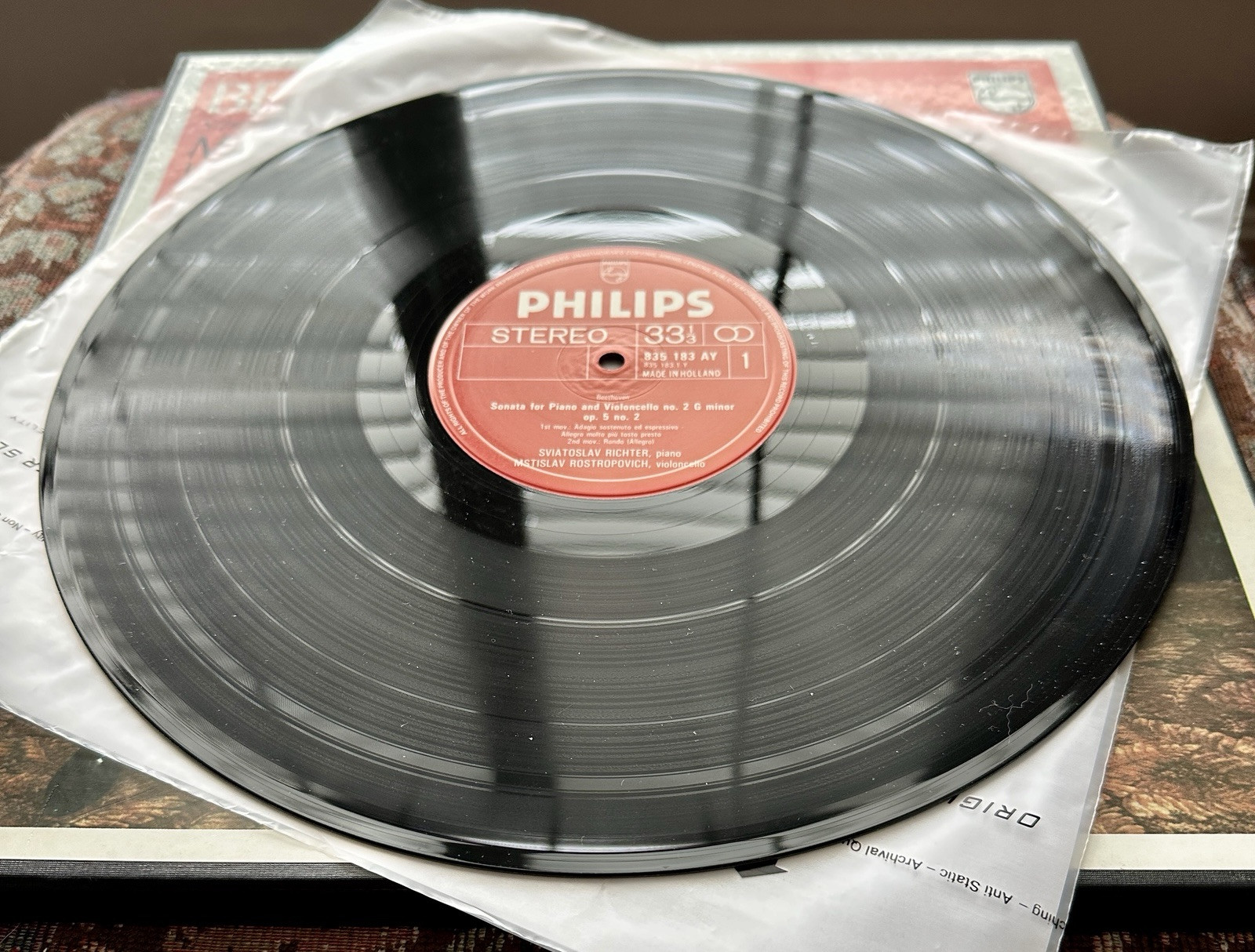 Beethoven Cello Sonatas Rostropovich Richter 2LP Philips 835 182/83 AY Stereo - Image 3