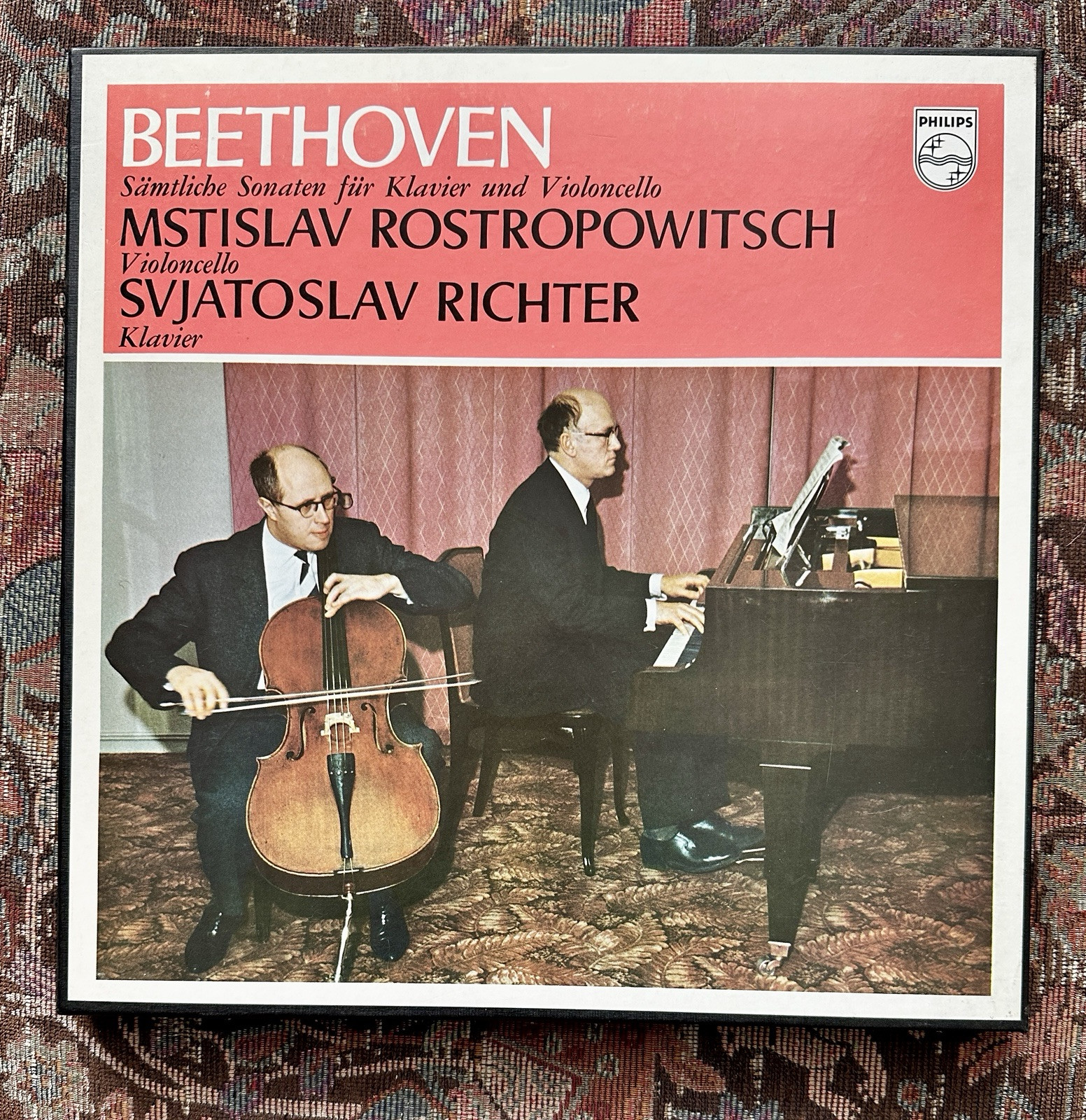 Beethoven Cello Sonatas Rostropovich Richter 2LP Philips 835 182/83 AY Stereo