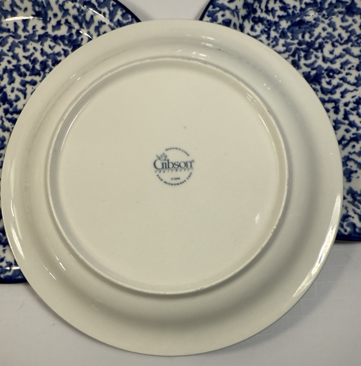 Set of 4 Gibson Blue Splatter Spongeware Dinner Plates - 10-1/4" - Image 5