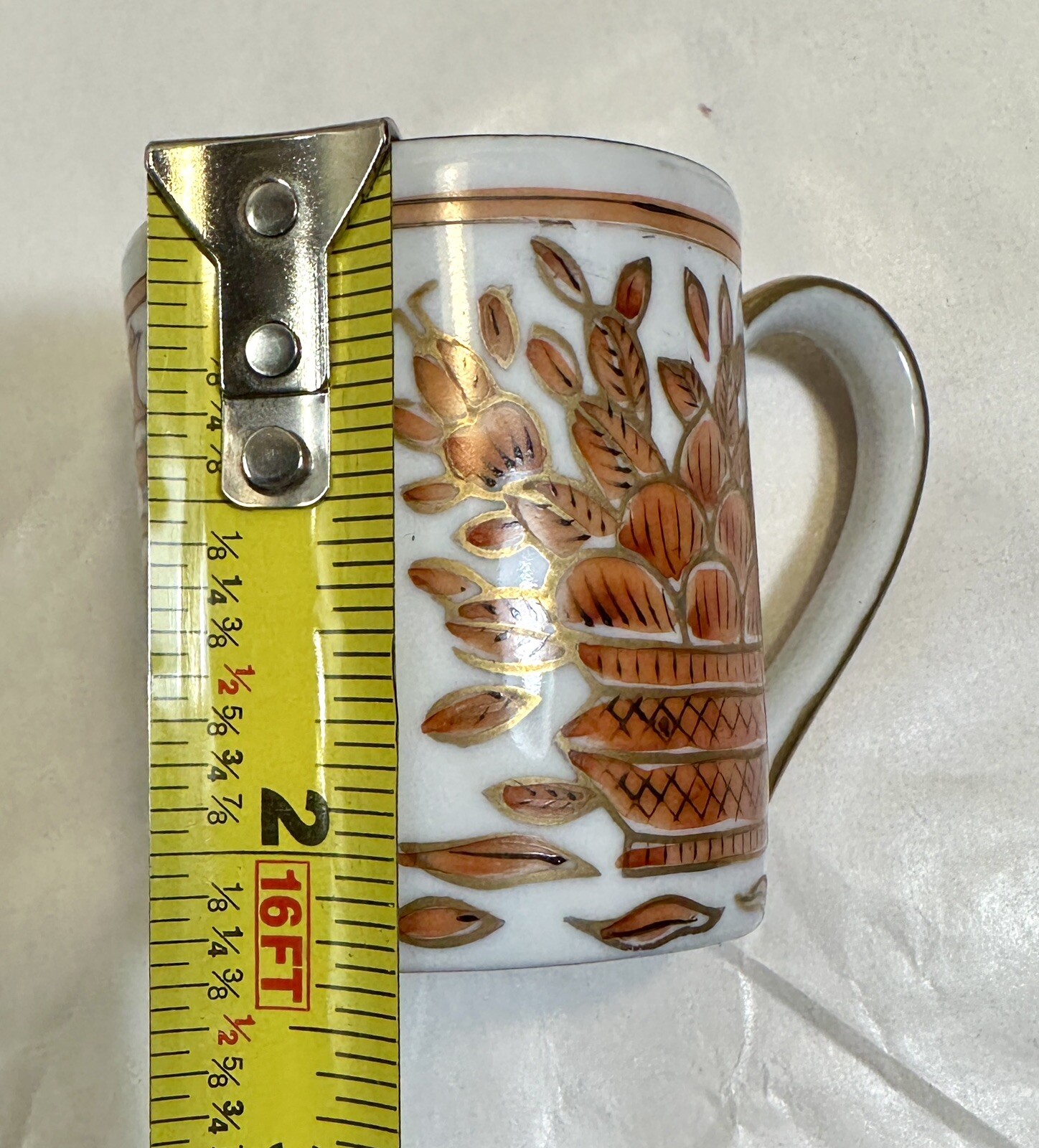 Set Of 3 Sandrea Demitasse Cups / Saucers Harvest Pattern Gold Trim - Japan - Image 10