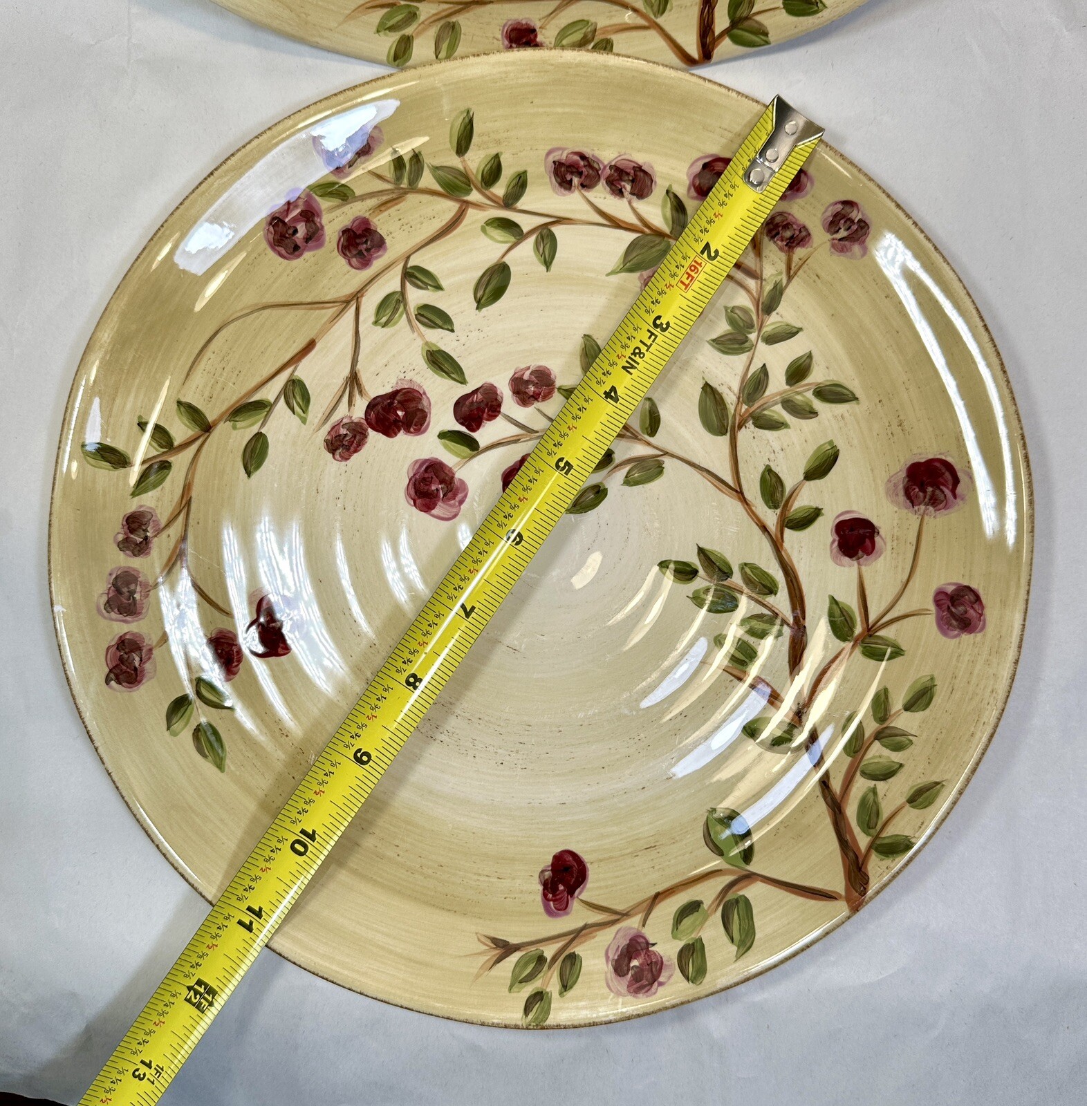 Set of 2 Table Tops Unlimited Hand Painted Peacock Collection Dinner Plates  11" - Image 2