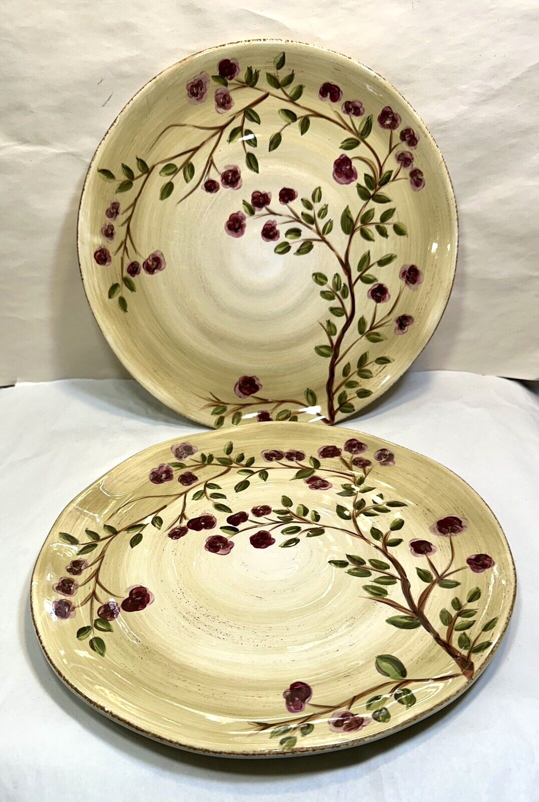 Set of 2 Table Tops Unlimited Hand Painted Peacock Collection Dinner Plates  11"