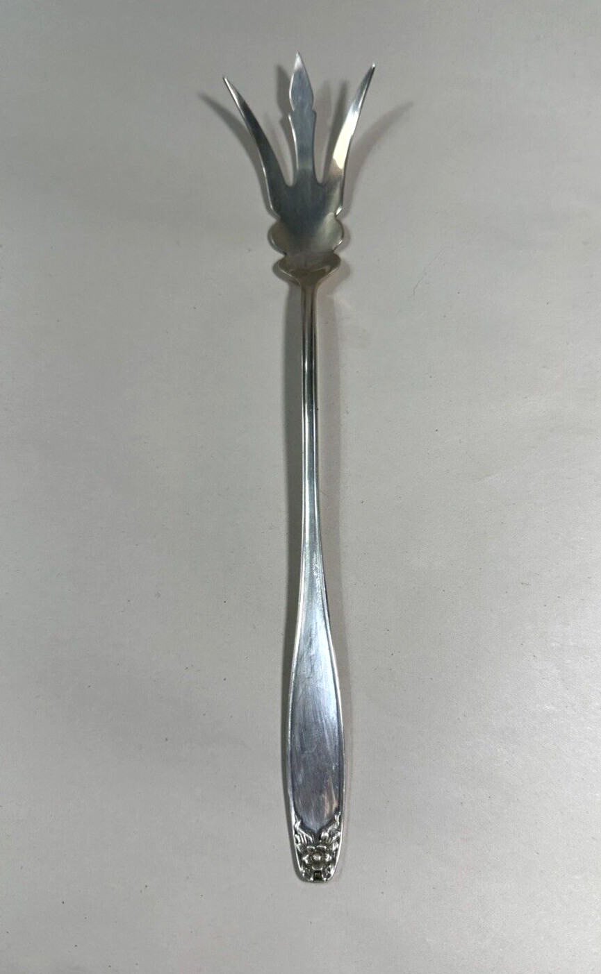 Vintage Stieff Forget Me Not 9" Silver Lettuce Fork - Puritan - 1940s