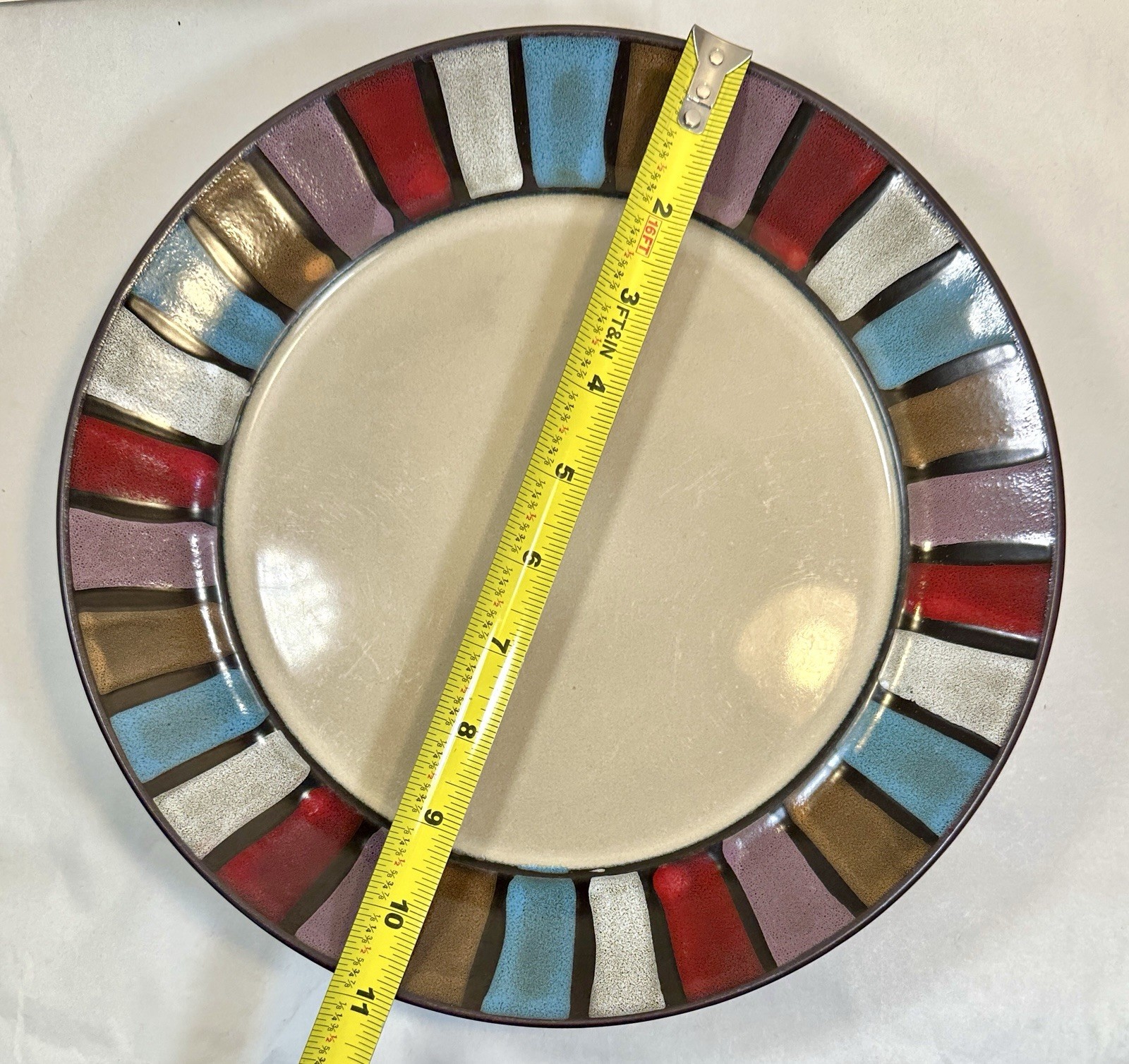 Set of 5 (Five) Gibson Designs Tabella Mosaic Dinner Plates - 11-3/4" - EUC - Image 3
