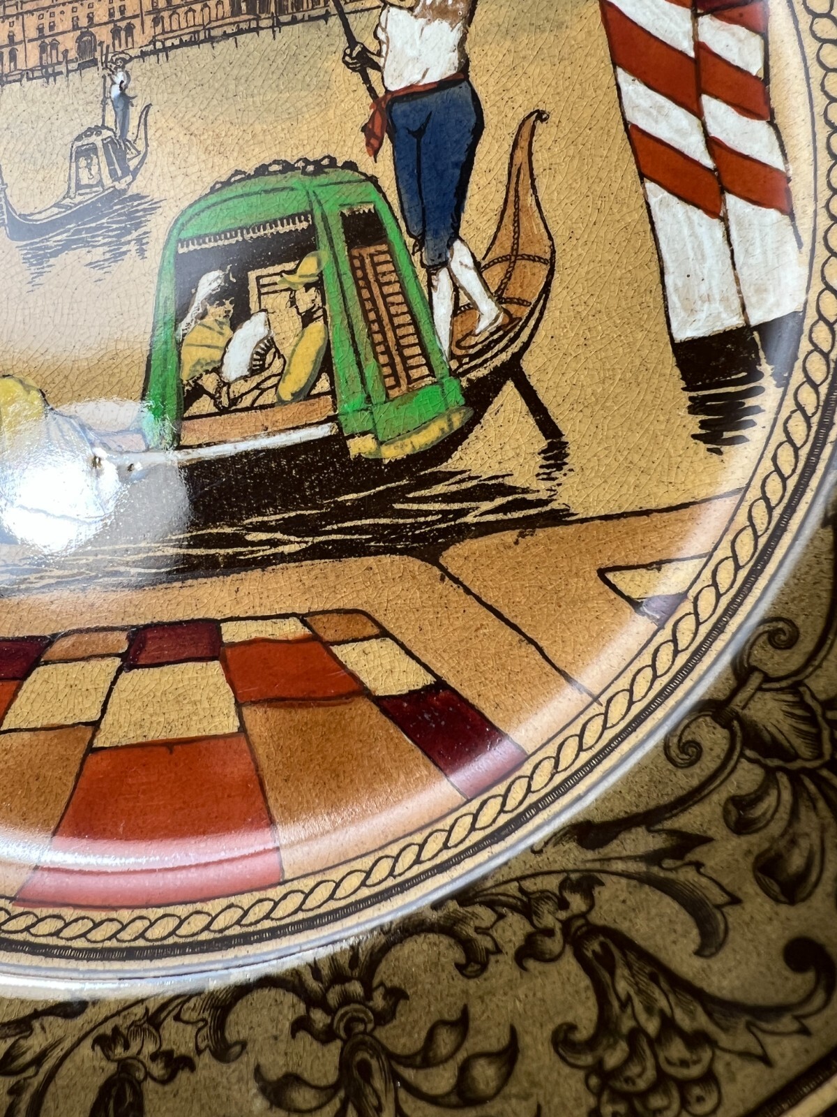 Antique Royal Doulton Venice Gondolier Plate - 10 1/4" - Manufactured 1908 - Image 4