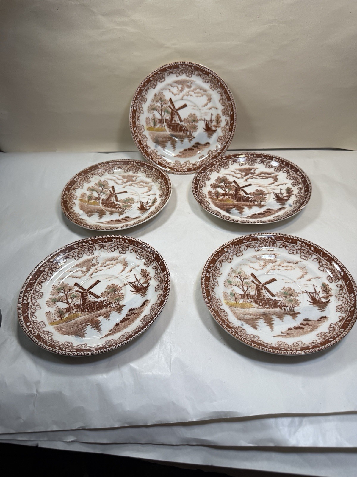 Set of Four Tea Cups & Saucers Holland Windmill / Sailing Boats - Japan - Image 6