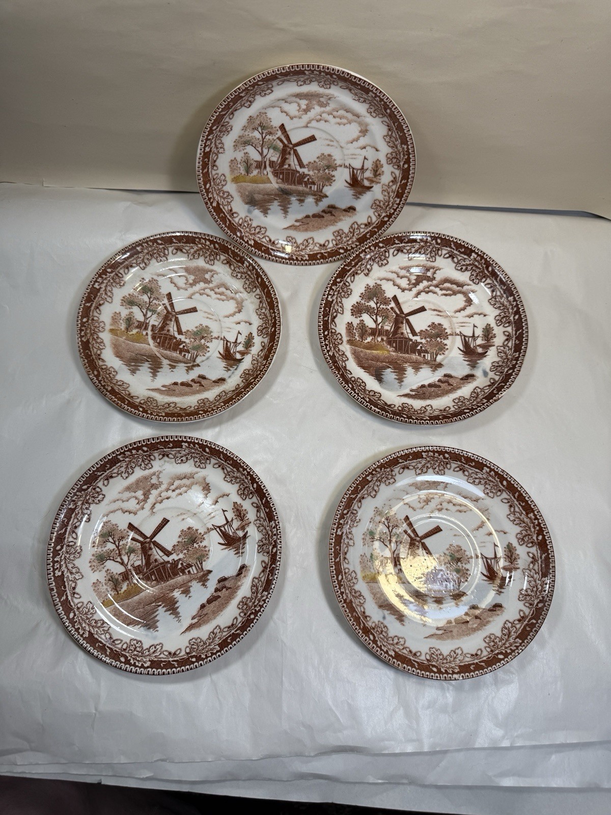 Set of Four Tea Cups & Saucers Holland Windmill / Sailing Boats - Japan - Image 7