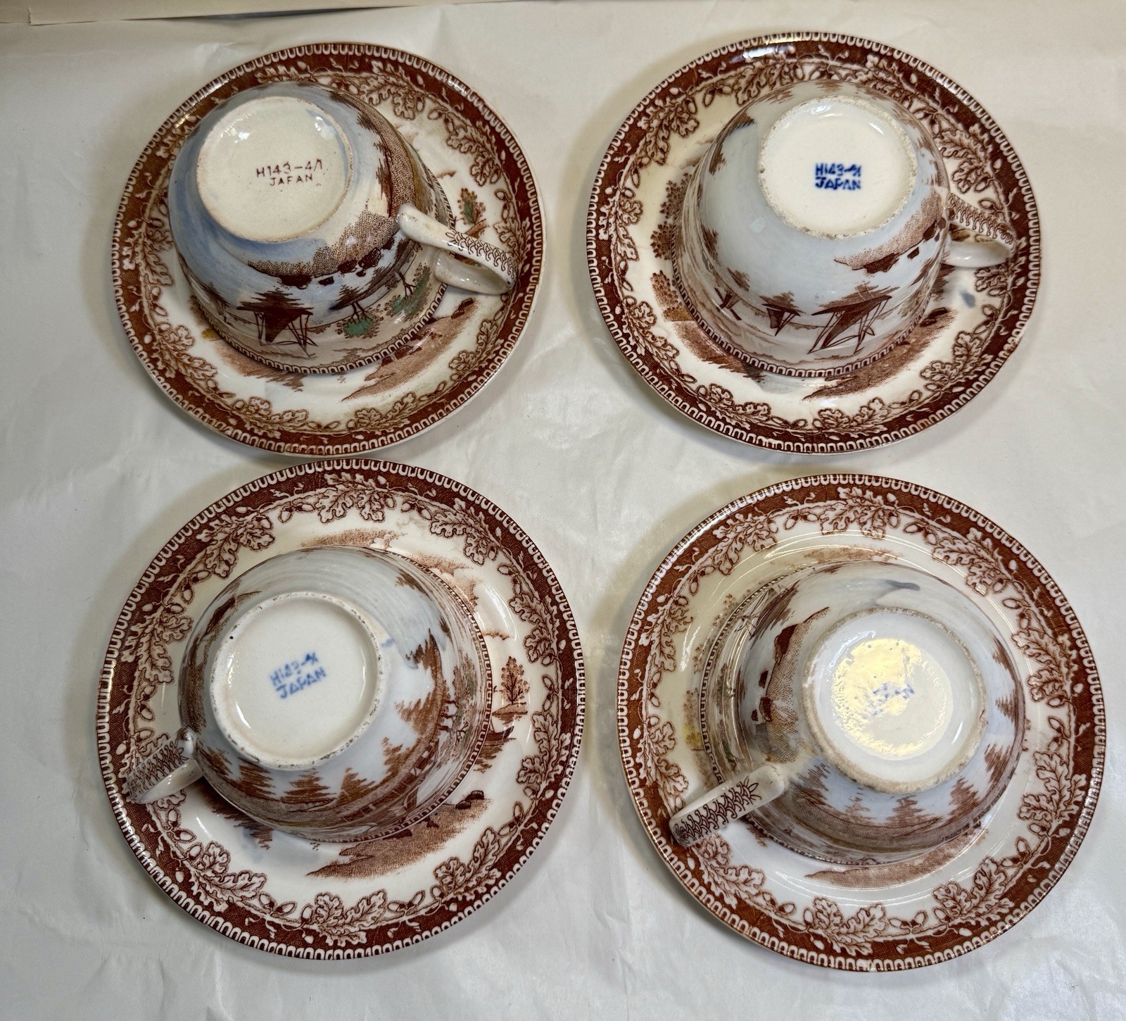Set of Four Tea Cups & Saucers Holland Windmill / Sailing Boats - Japan - Image 9