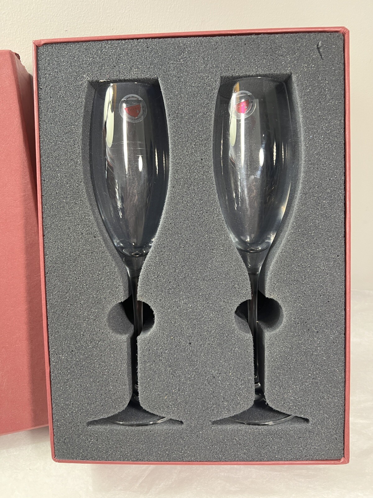 Vintage Pair of Wittnauer Lead Crystal Champagne Flutes - Switzerland - 10" - Image 5