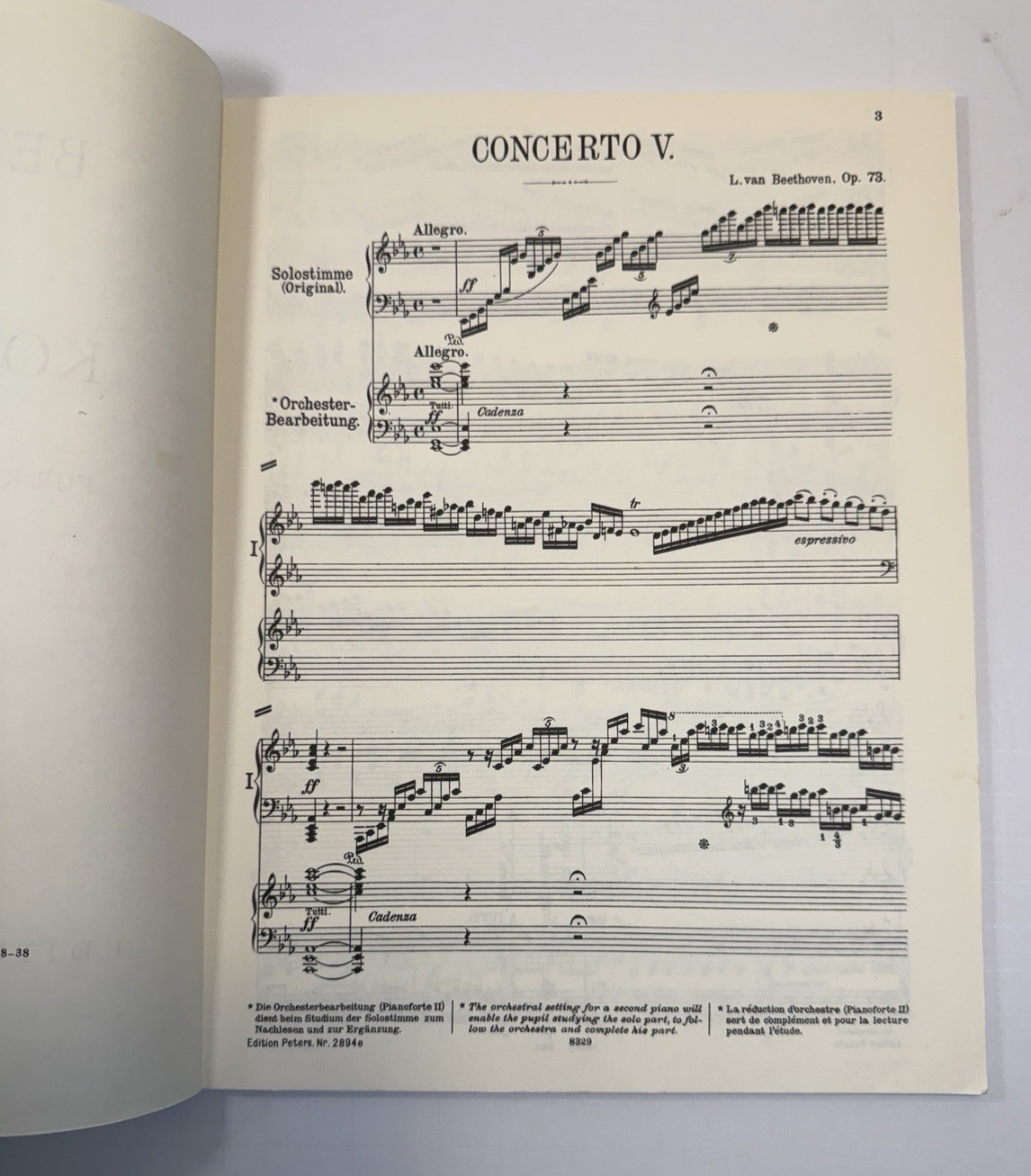 Beethoven - Klavierkonzert Nr. 5 Op. 73 - Peters Edition 2894c - Pauer - UNUSED - Image 3