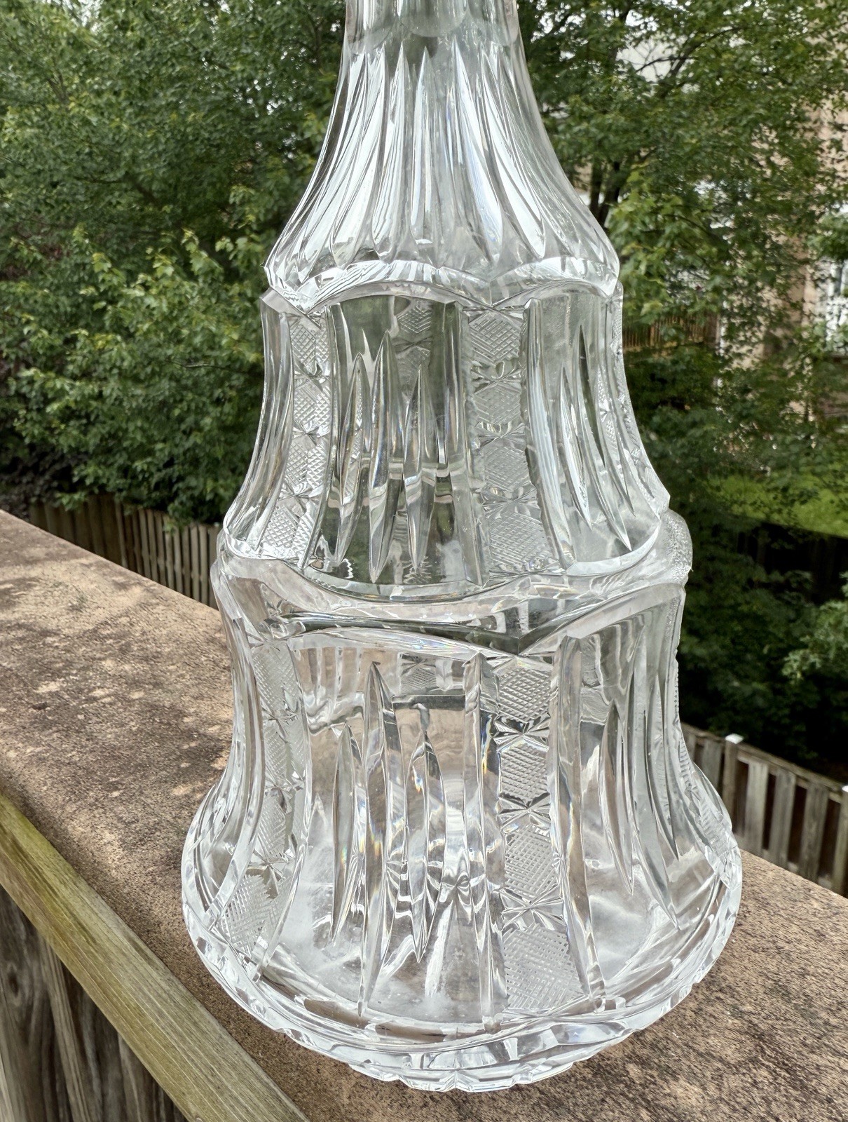 Bohemian Crystal Etched Decanter and Stopper - 16" Tall - Circa 1960s - Image 2