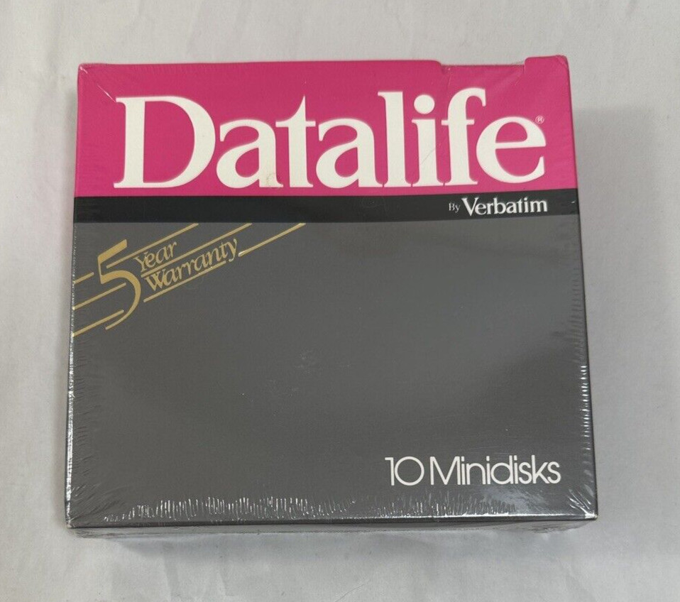 Verbatim DataLife - Minidisks, MD 550-01, Vintage Sealed Box - 10 Count