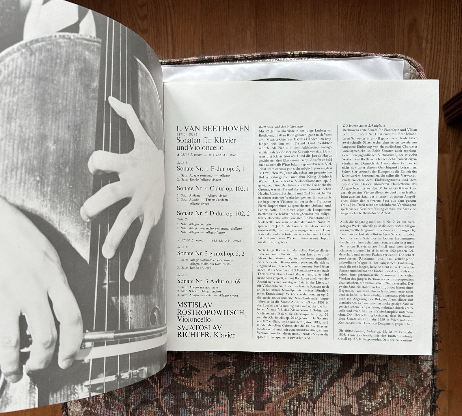 Beethoven Cello Sonatas Rostropovich Richter 2LP Philips 835 182/83 AY Stereo - Image 10