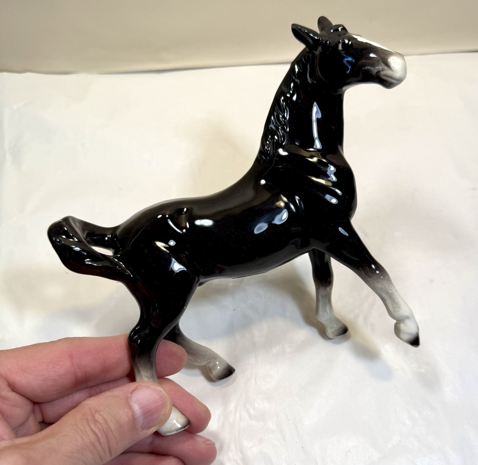 Registered Coronet Porcelain Pony / Horse - Black  w/ White Blaze - Immaculate - Image 7