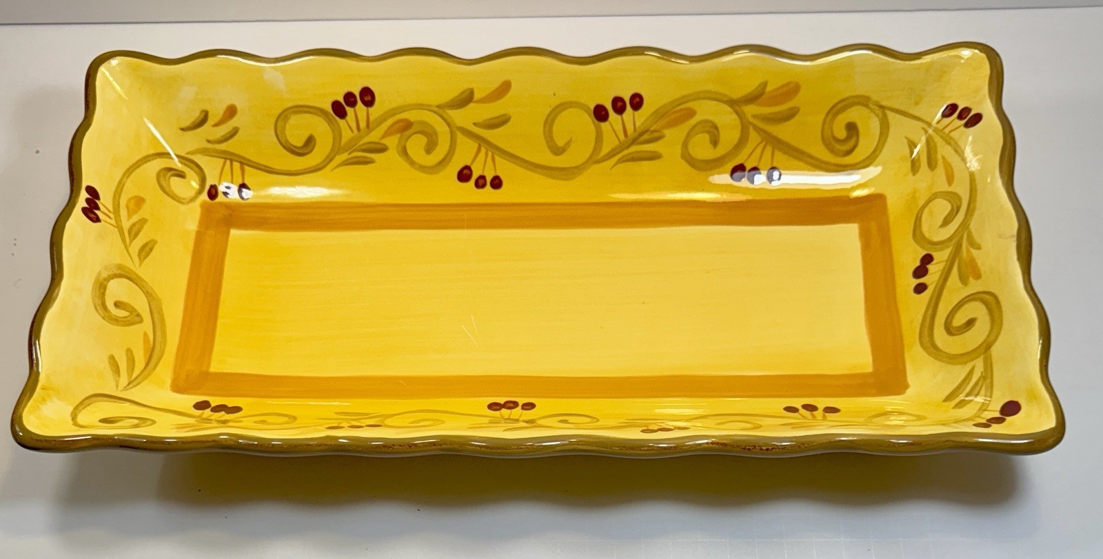 Home Trends Italian Villa 17" Rectangular Tray - Immaculate, Tag on Reverse