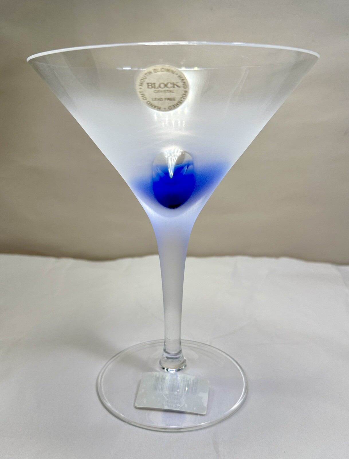 One (1) Block Rainy Day Crystal Martini Glass K74587 - New With Tags, Stickers