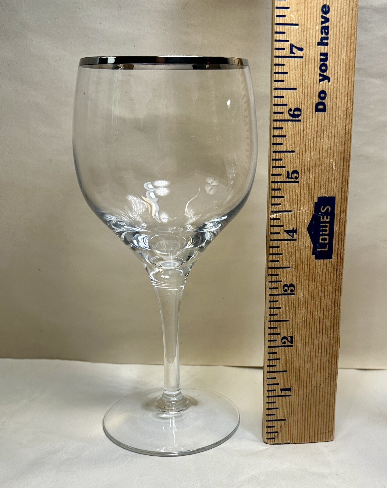 Set of 2 Lenox WEATHERLY Wine Glasses Goblets Platinum Trim 7" - Vintage 1970s - Image 2