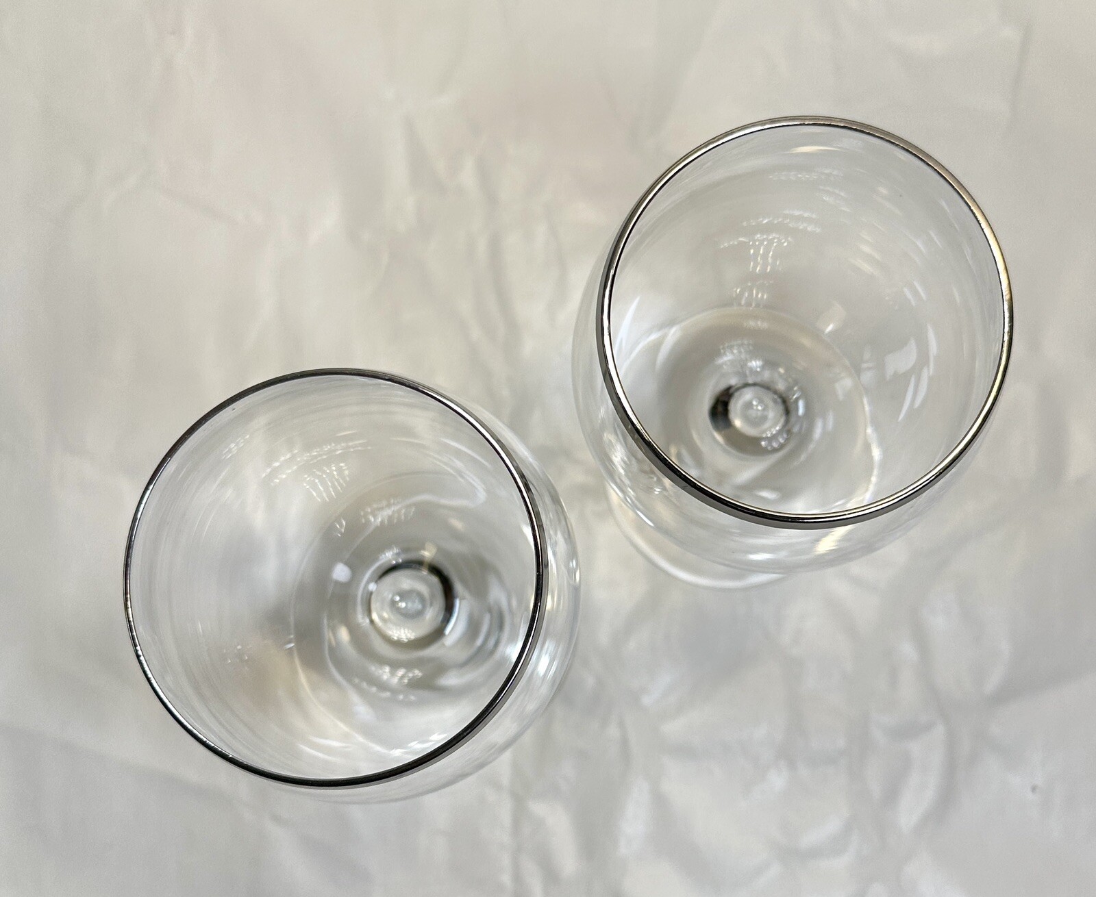 Set of 2 Lenox WEATHERLY Wine Glasses Goblets Platinum Trim 7" - Vintage 1970s - Image 4