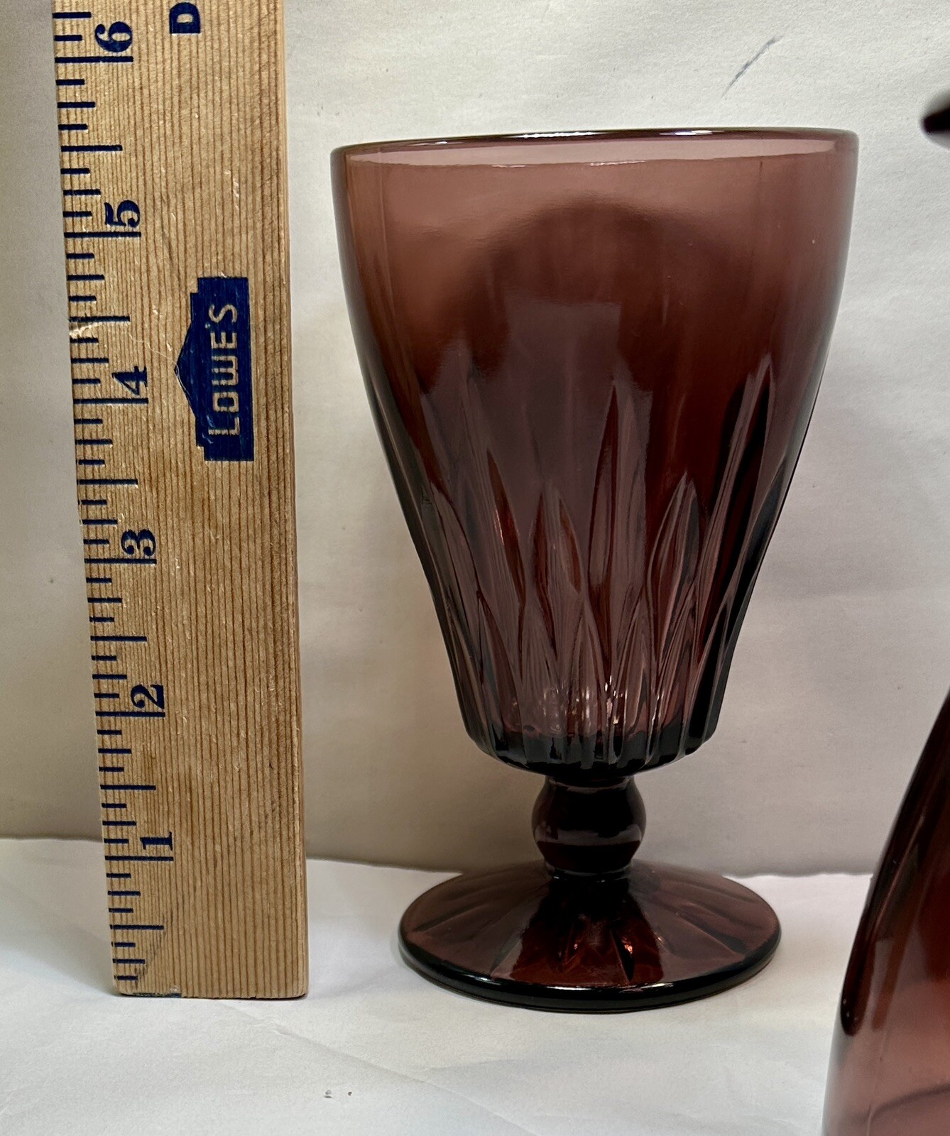 Five (5) Hazel Atlas Moroccan Amethyst 5.5" Footed Ice Tea Tumblers - Mint - Image 6