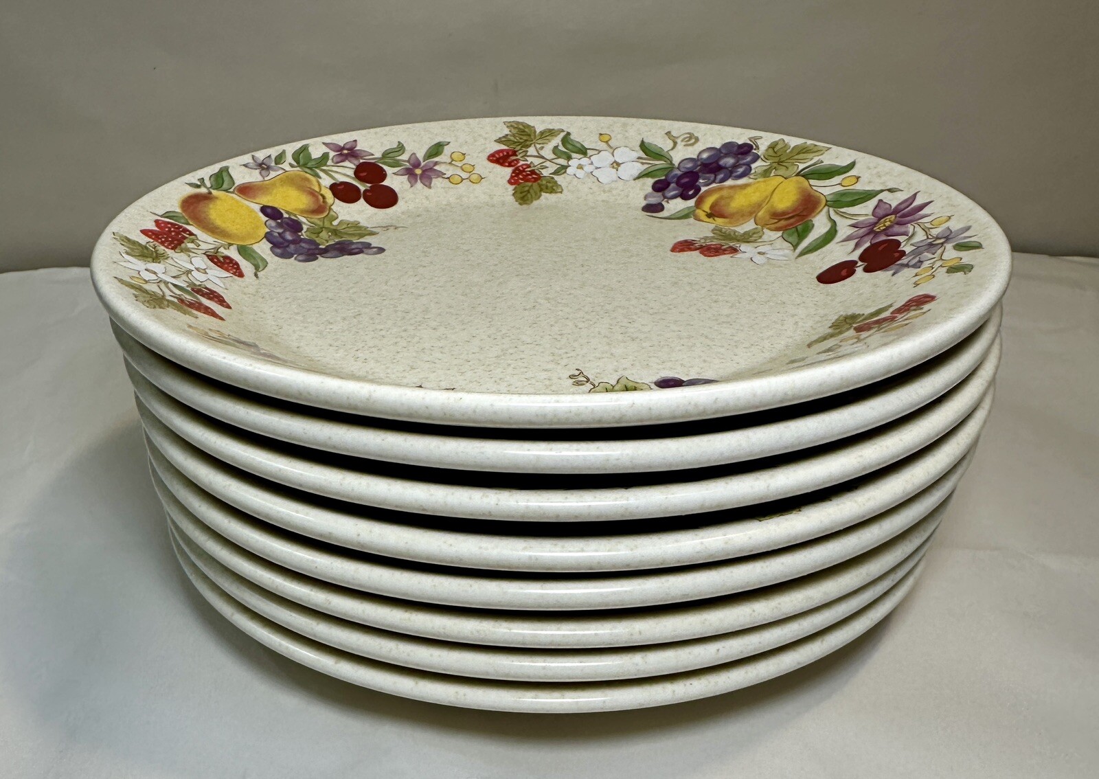 Set of 8 Temper-Ware Lenox Summer Harvest Bread Plates Stoneware Vintage 6 3/8"