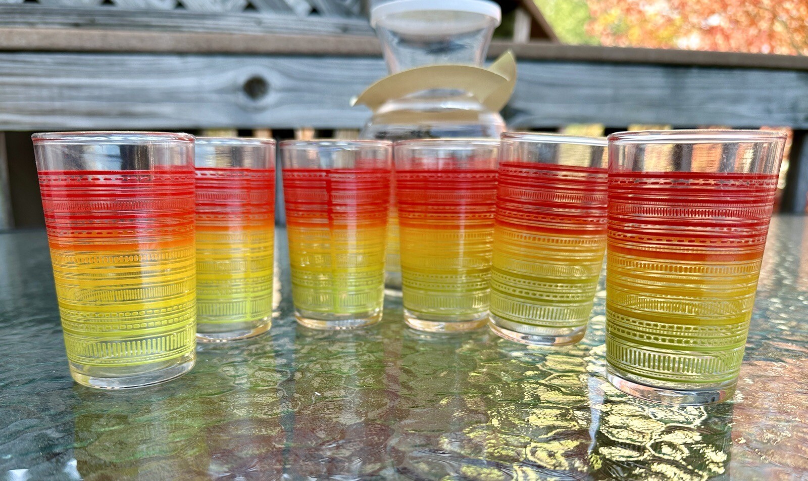 Federal Glass Handi-Serv Juice Glass Decanter Vintage Set w/ Six (6) Glasses NEW - Image 2