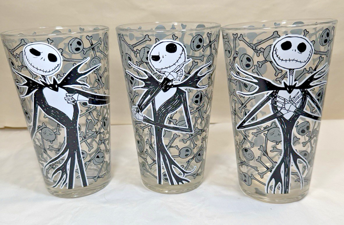 Set of 3 - Nightmare Before Christmas Drinking Glasses - Tim Burton - 16 oz.