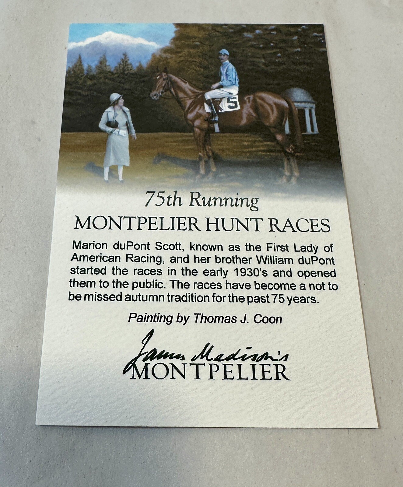 75th Running Montpelier Hunt Races - Thomas J. Coon - Ceramic Reproduction - NEW - Image 8