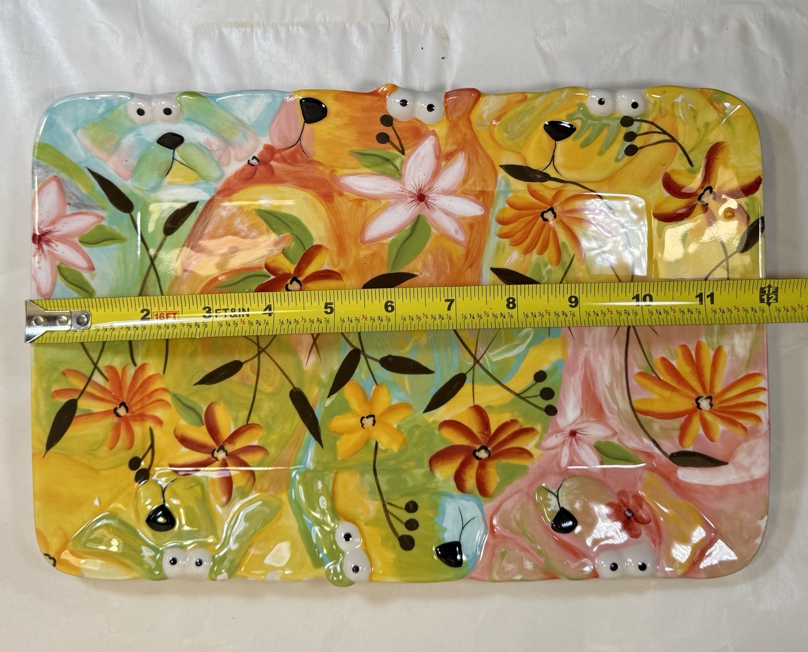 Flower Dog Artist Serving Platter / Wall Hanging 8 x 12" - New Old Stock - Image 3