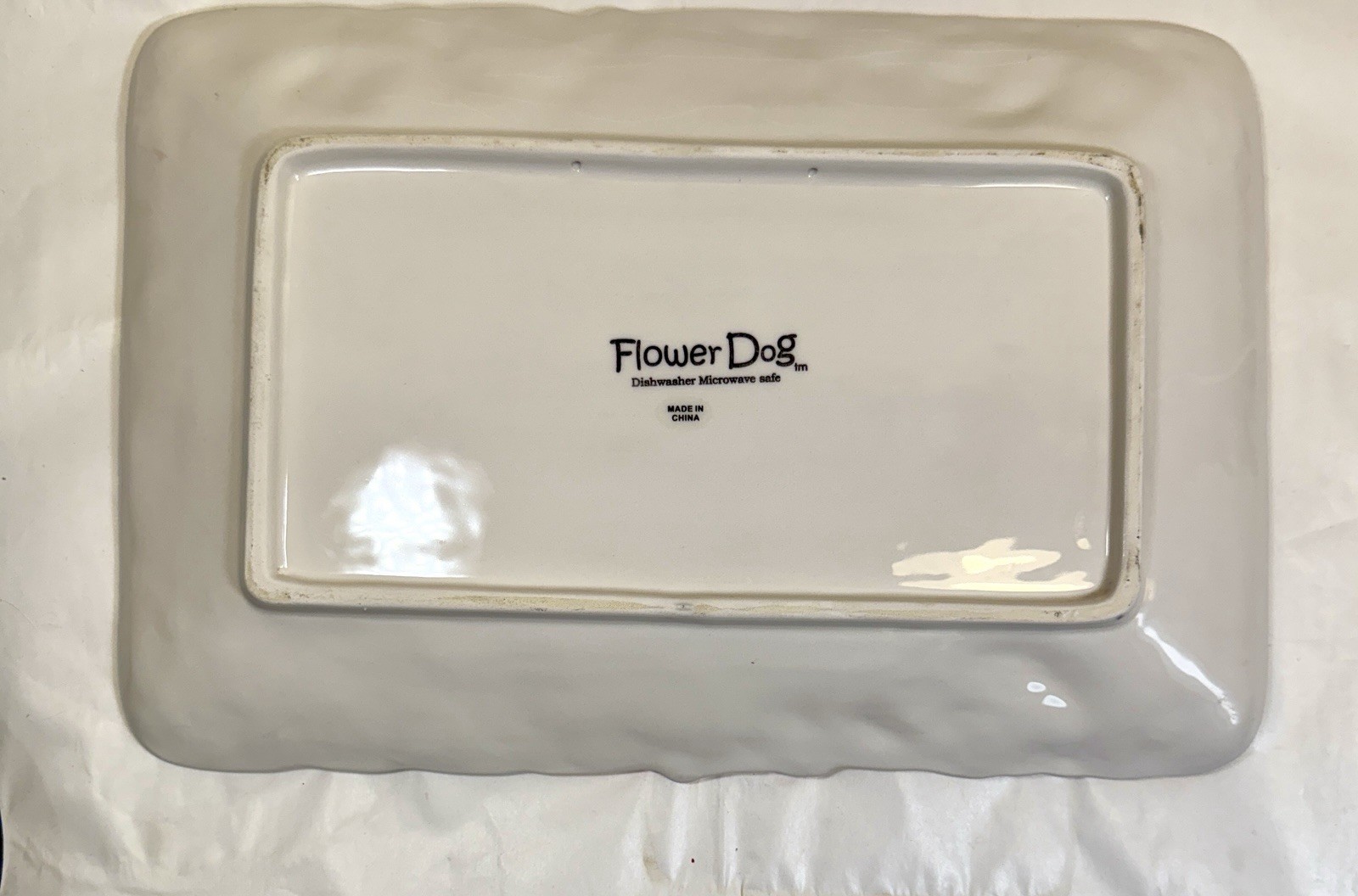 Flower Dog Artist Serving Platter / Wall Hanging 8 x 12" - New Old Stock - Image 4