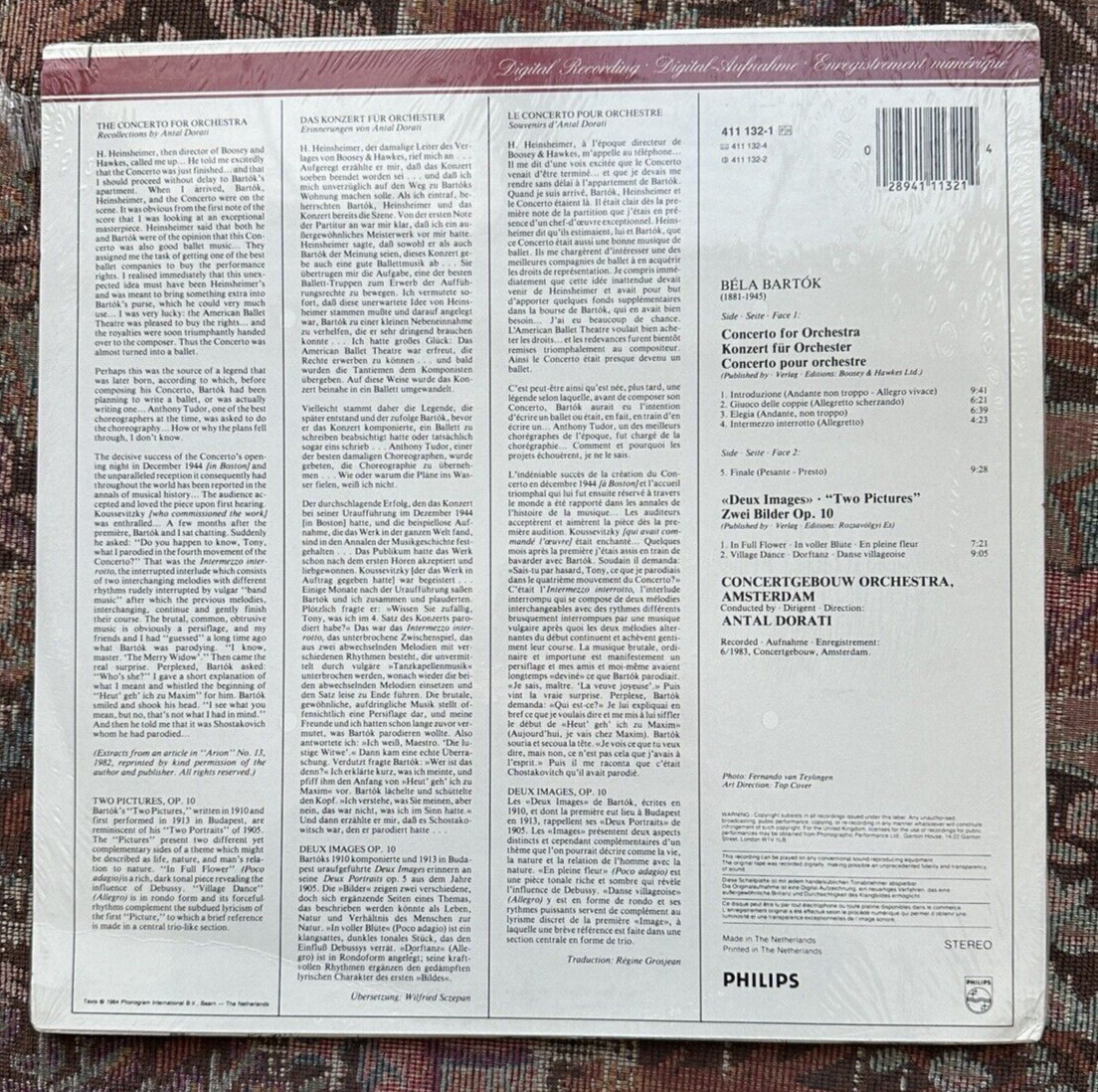 SEALED: Bartok - Concerto For Orchestra - Dorati - Philips 411 132-1 - Image 1