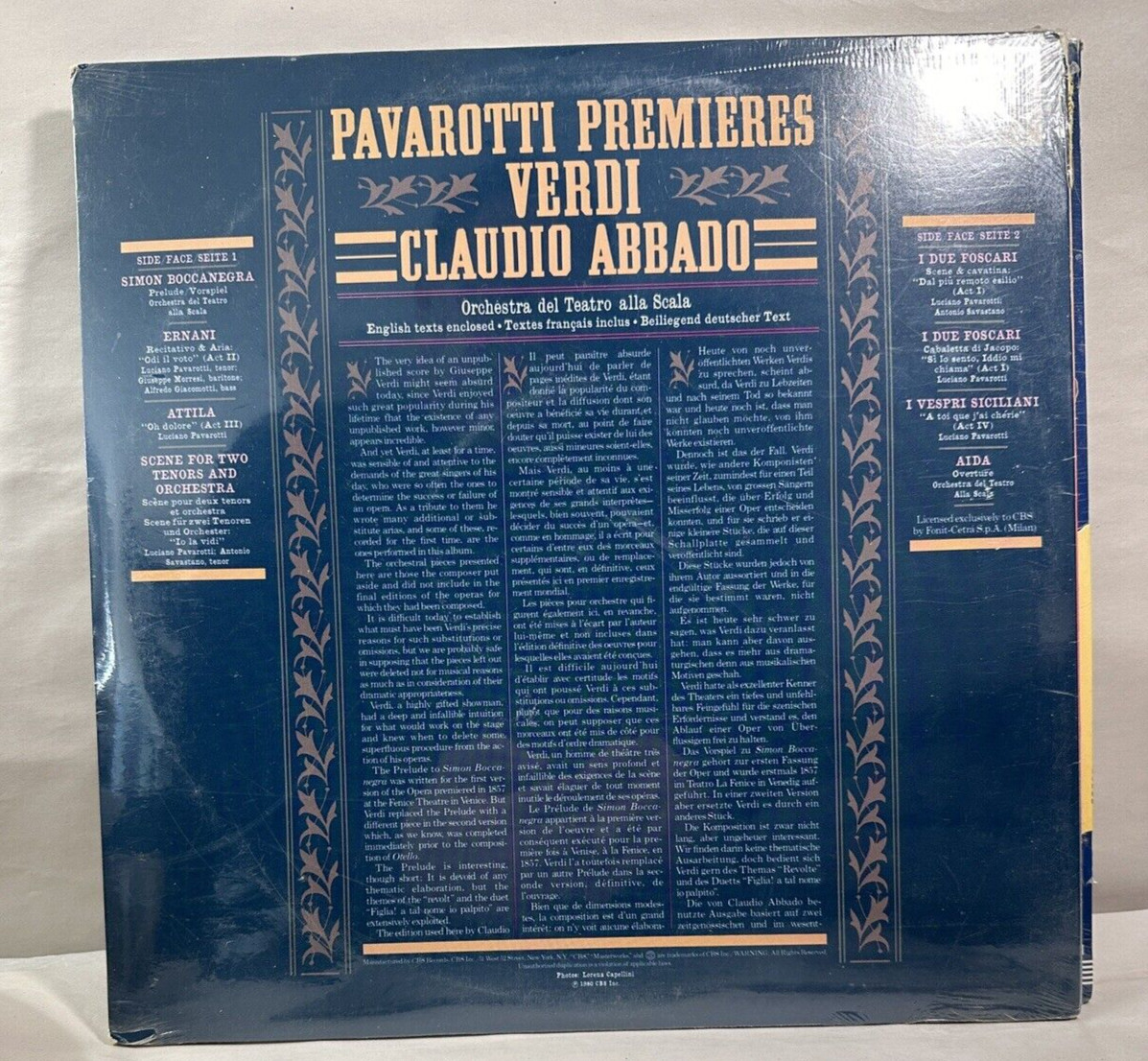SEALED: Pavarotti Premiers - Verdi - Claudio Abbado - CBS Masterworks - Image 1