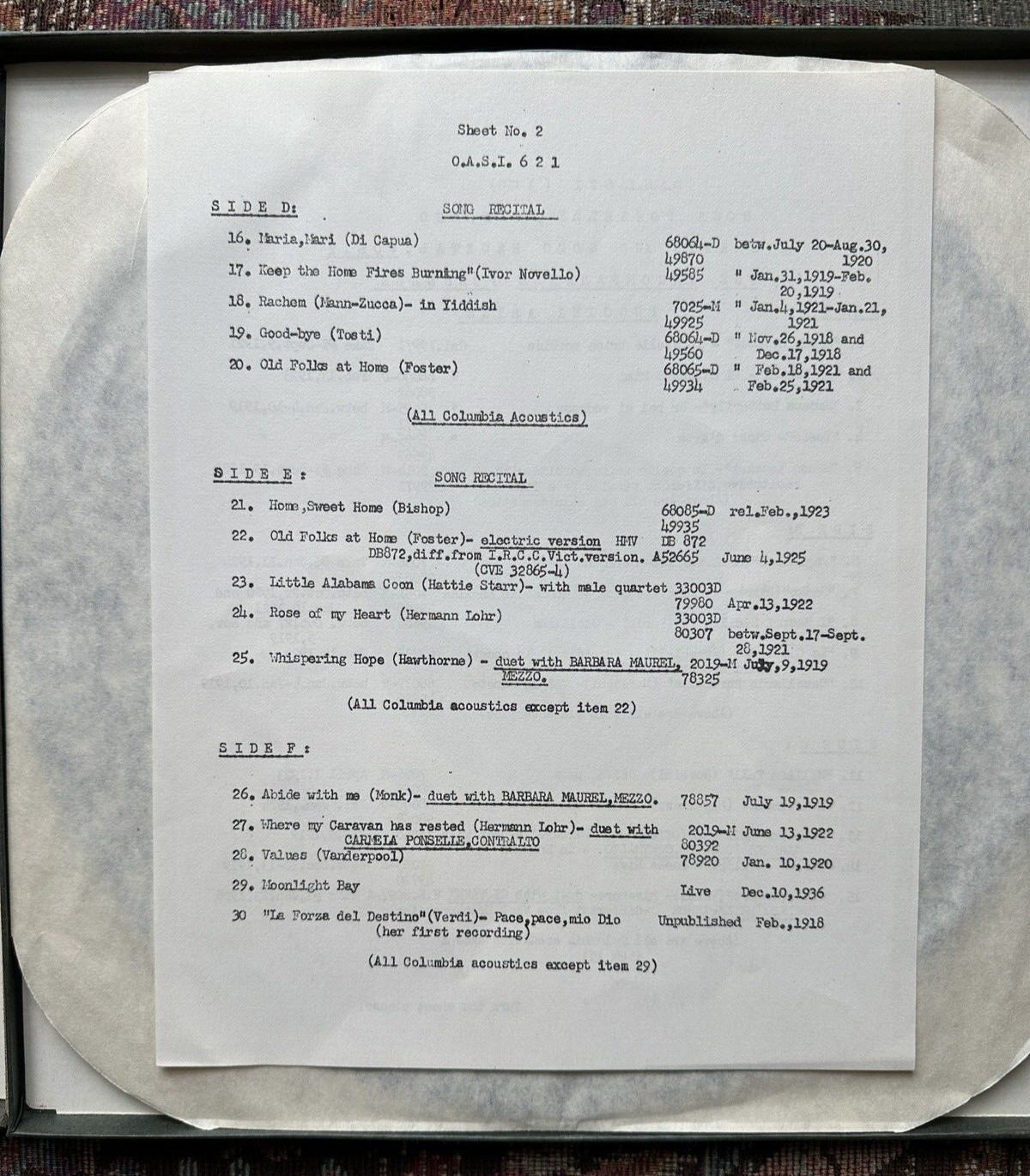 Rosa Ponselle - Incomparable Ponselle - Operatic & Song Recital - OASI - 6 LPS - Image 9