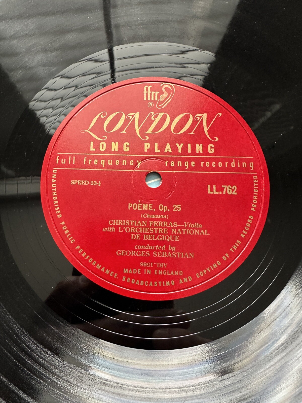 Ferras: Chausson Poème, Ravel Tzigane, Honneger Sonata - London LL-762, 1957 - Image 3