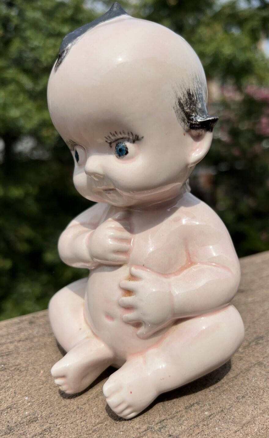 Antique Ceramic Baby Angel Piggy Bank - 6.5" Tall - Immaculate - Image 1