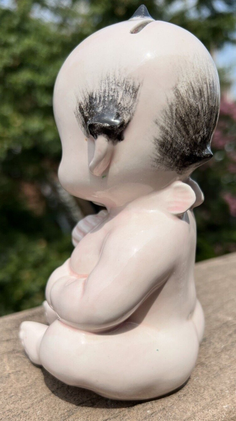 Antique Ceramic Baby Angel Piggy Bank - 6.5" Tall - Immaculate - Image 2