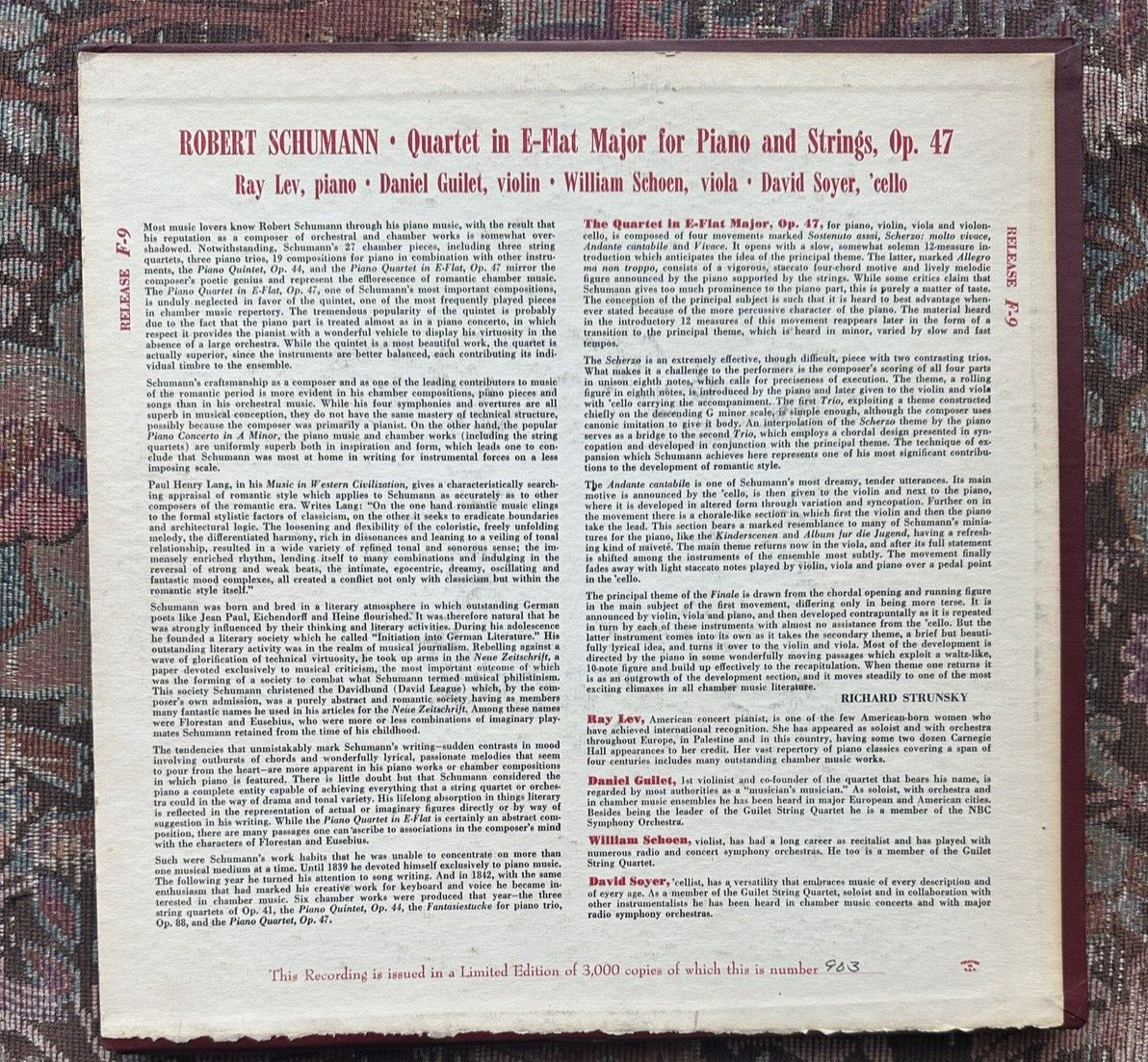 Robert Schumann - Piano Quartet Op. 47 - Concert Hall Limited Recordings - Image 2