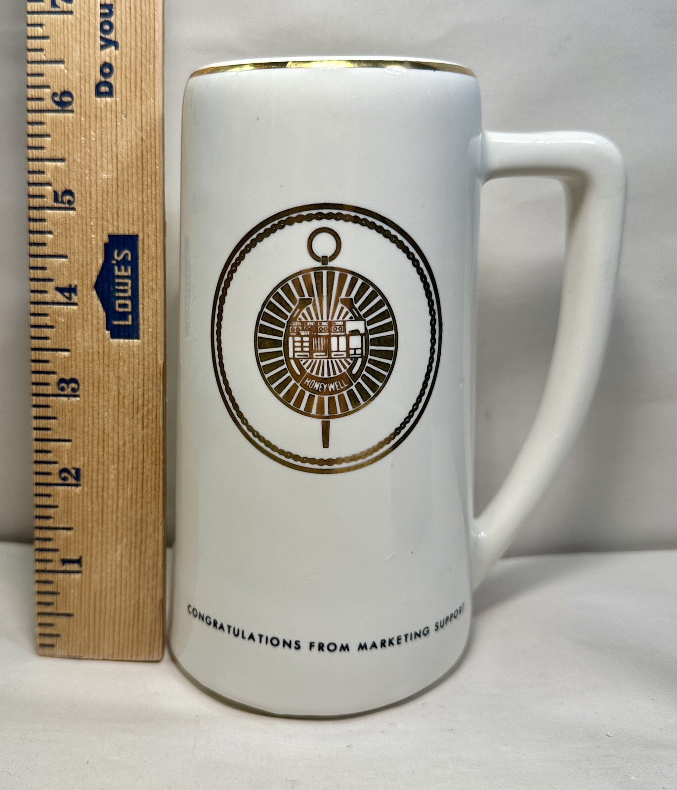 Vintage Ceramic Honeywell D Handle Mug / Beer Stein - Gold Logo - Image 5